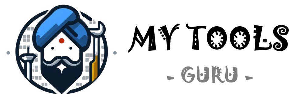 Blue toolbox with a wrench symbol on the front, positioned to the left of the words MyTools written in large friendly letters. The logo conveys a helpful and approachable atmosphere for an online tools website.